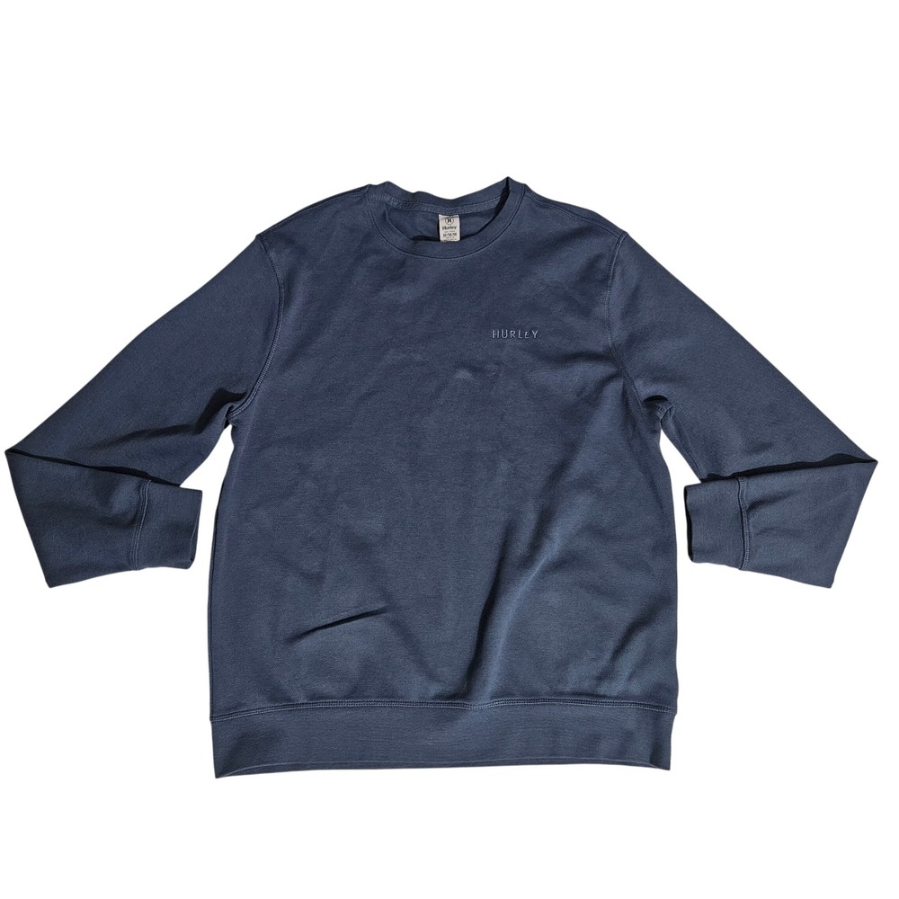 Hurley Mens Blue Waffle Knit Crewneck Sweatshirt Size M Logo 1851772